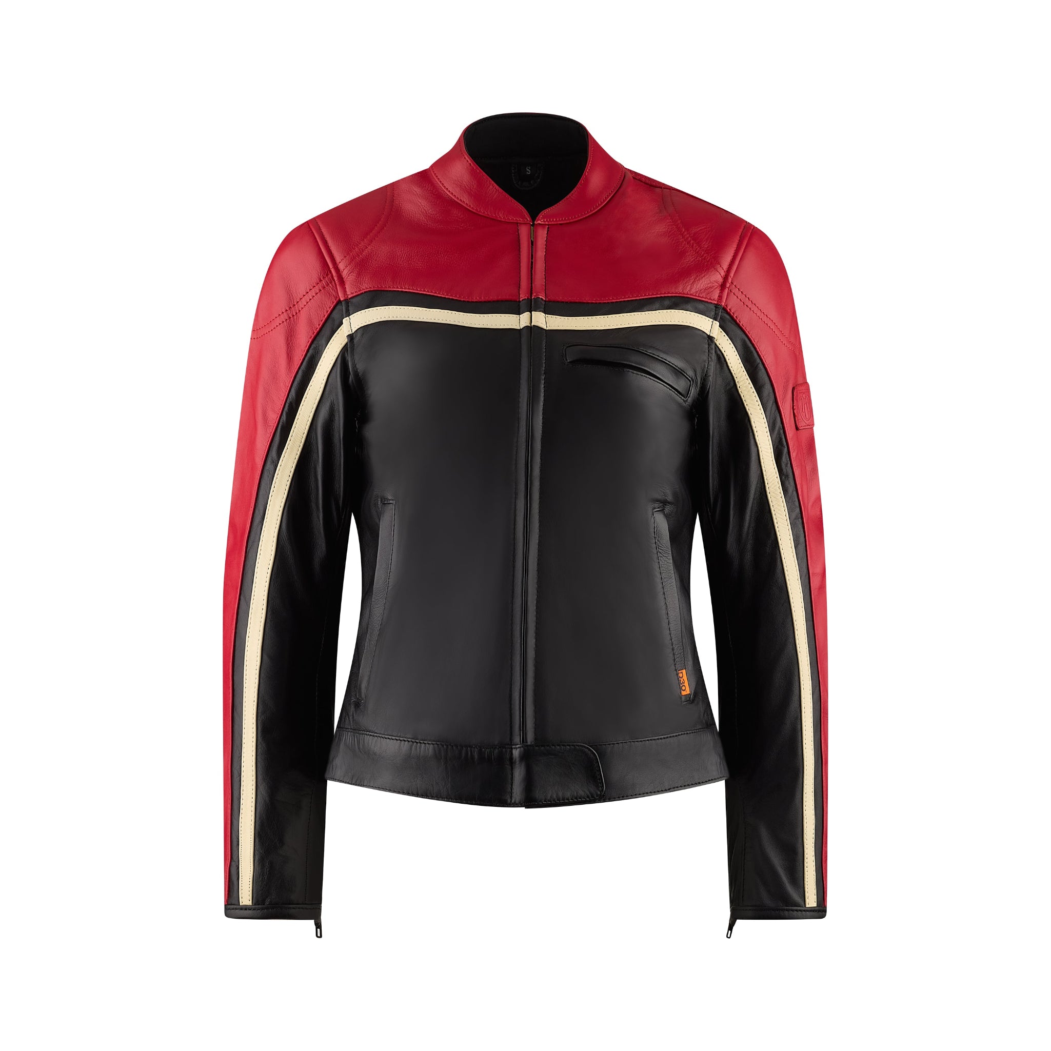 Hayley Red Retro Mc Læderjakke Til Kvinder fra Moto Girl