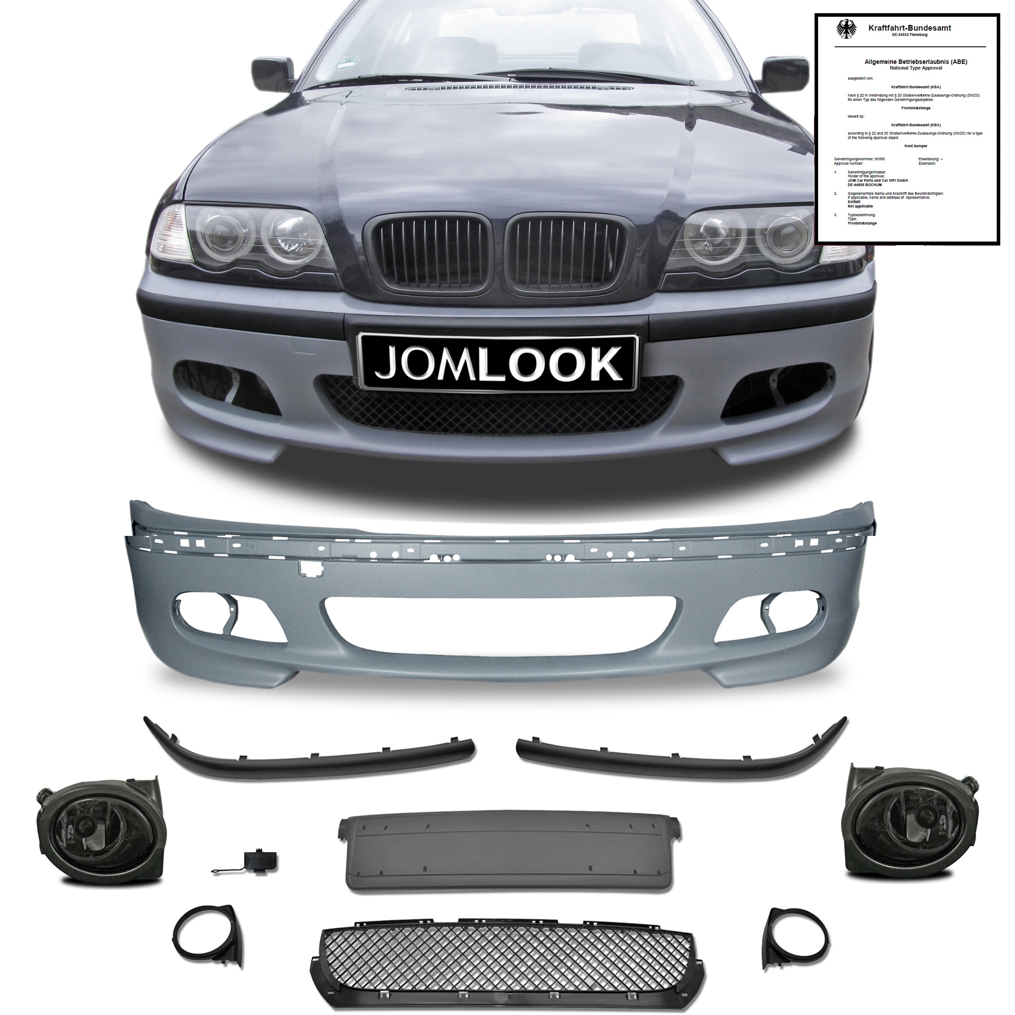 Jom Forkofanger Kit Inkl. Røgfarvede Tågelygter Til Bmw 3 Serie E46 Sedan & Touring